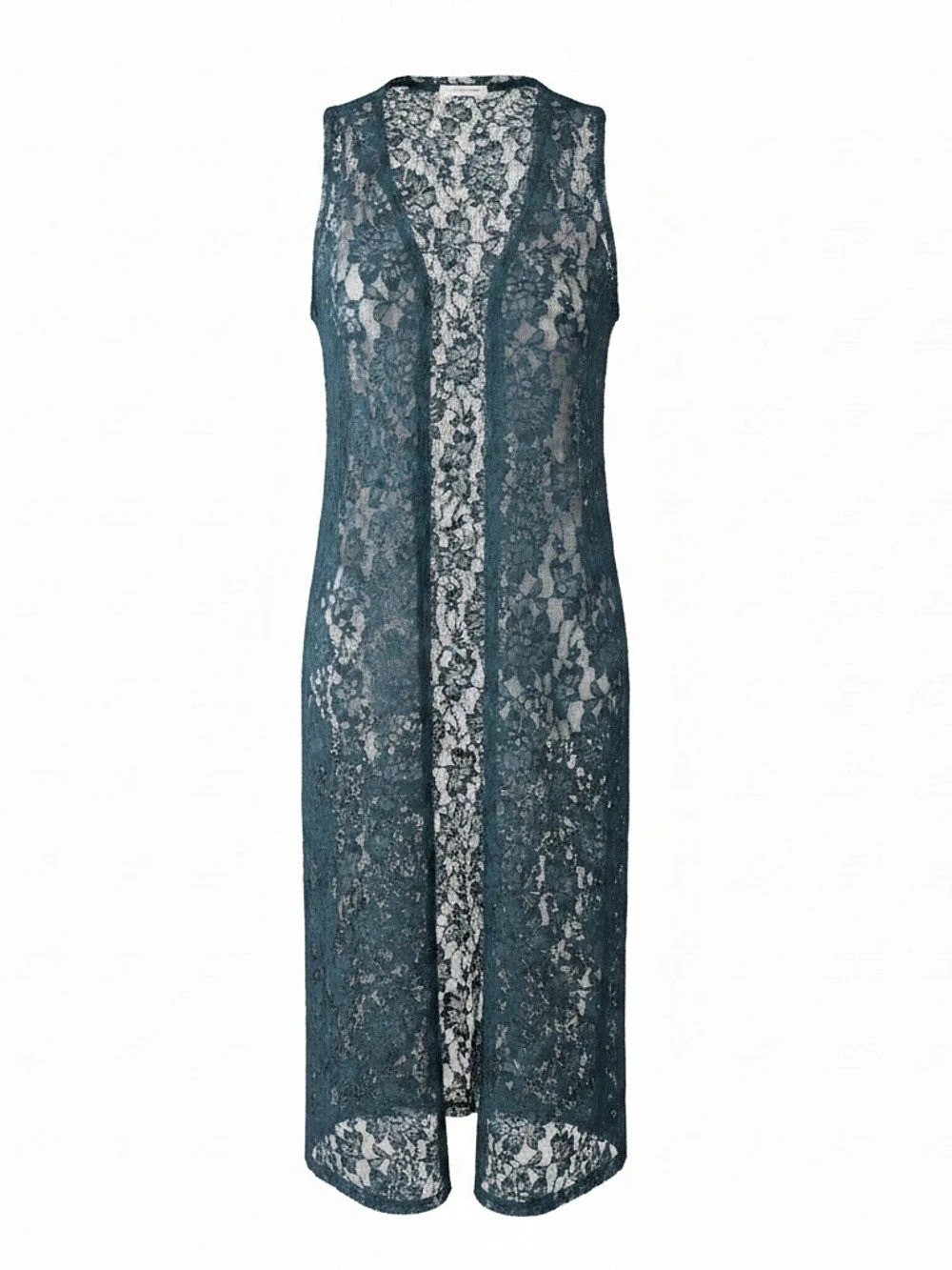 LuLaRoe Joy Floral Lace Longline Vest Blue XS NWT